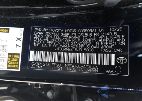 2024 Toyota Corolla Le from USA, damaged, VIN JTDB4MEE1RJ015008